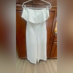 Zara Ivory Strapless Jumpsuit